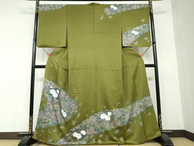 平和屋着物●訪問着　草花文　金彩　正絹　逸品　DAAW5722ud