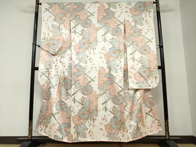 平和屋着物●豪華振袖　草花文　金彩　正絹　逸品　DAAW5735ud