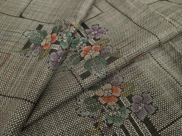 平和屋着物●本場大島紬　7マルキ　草花文　正絹　逸品　未使用　DAAW5737ud