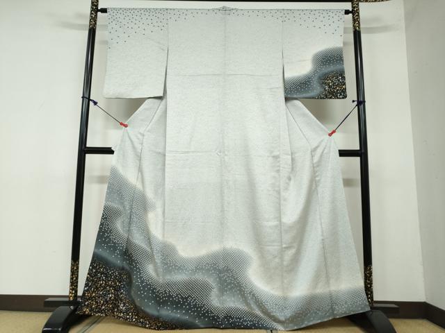 平和屋着物●訪問着　絞り　霞文　暈し染め　金彩　正絹　逸品　DAAW5738ud