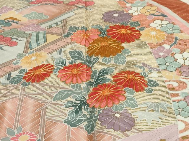 平和屋着物○豪華振袖 駒刺繍 平安草花文 金彩 正絹 逸品 DAAW5741ud