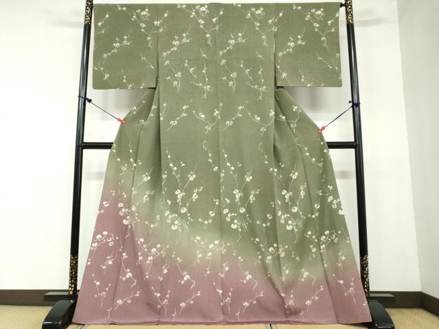 平和屋着物●訪問着　枝花文　暈し染め　正絹　逸品　DAAW5758ud
