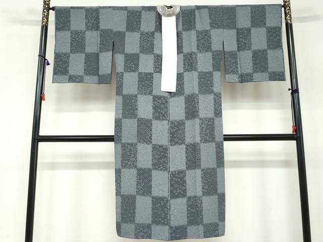 平和屋着物●長襦袢　袷　市松草花文　さが美扱い　正絹　逸品　DAAW5784ud 平和屋着物○長襦袢 袷 市松草花文 さが美扱い 正絹 逸品 DAAW5784ud