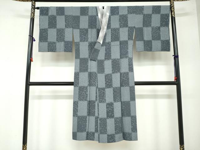 平和屋着物●長襦袢　袷　市松草花文　さが美扱い　正絹　逸品　DAAW5784ud