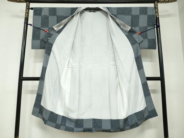 平和屋着物○長襦袢 袷 市松草花文 さが美扱い 正絹 逸品 DAAW5784ud