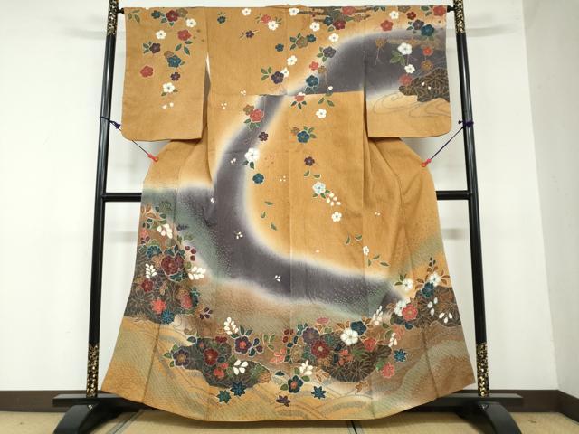 平和屋着物●訪問着　絞り　辻が花　暈し染め　正絹　逸品　DAAW5804ud