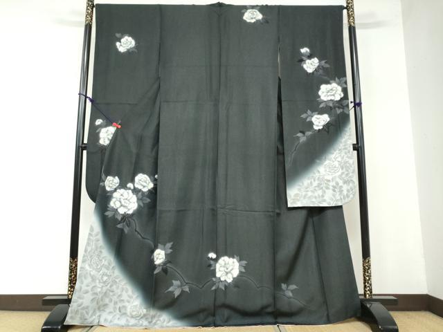 平和屋着物●豪華振袖　枝花文　牡丹　暈し染め　金通し地　正絹　逸品　DAAW5837ud