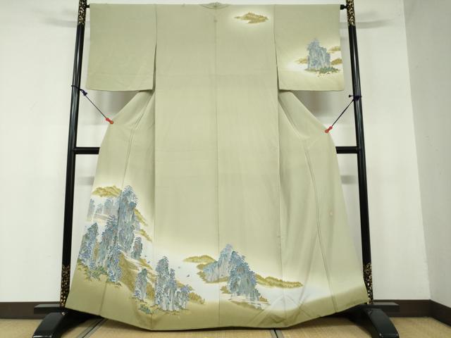 平和屋着物●本加賀友禅作家　浅野冨治男　訪問着　飛鳥風景文　暈し染め　正絹　逸品　DAAW5864ud