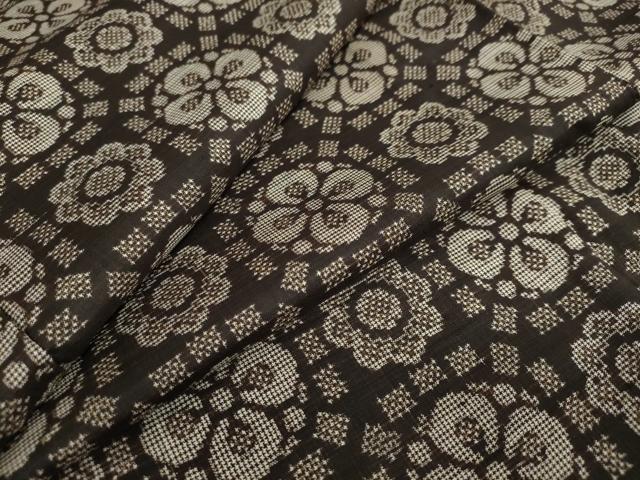 平和屋着物●本場大島紬　7マルキ　幾何学花文　正絹　逸品　DAAW5877ud