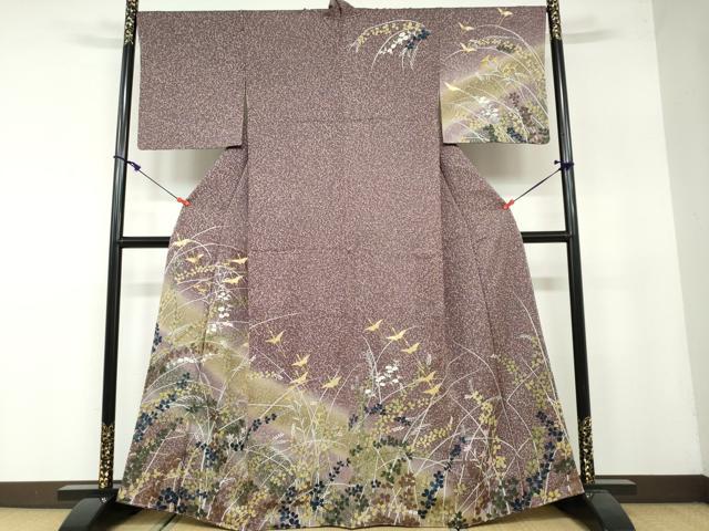 平和屋着物●訪問着　飛鳥枝花文　暈し染め　金銀彩　正絹　逸品　未使用　DAAW5887ud