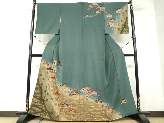 平和屋着物●訪問着　流水松文　暈し染め　金彩　正絹　逸品　DAAW5888ud