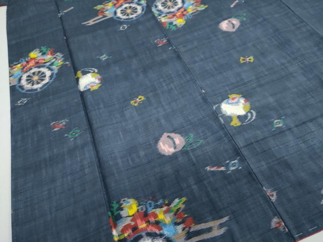 平和屋着物●上質な紬　花車文　正絹　逸品　未使用　DAAW5957ud