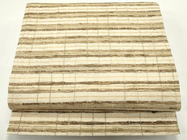 平和屋着物●インド・アッサム　野蚕糸　手織　ムガシルク　全通柄袋帯　格子横段文　正絹　逸品　未使用　DAAW6528ob