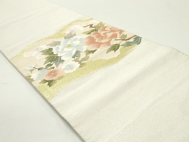 平和屋着物○爪掻き本綴れ 太鼓柄袋帯 道長枝花文 金