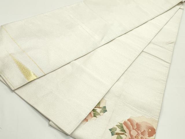 平和屋着物○爪掻き本綴れ 太鼓柄袋帯 道長枝花文 金