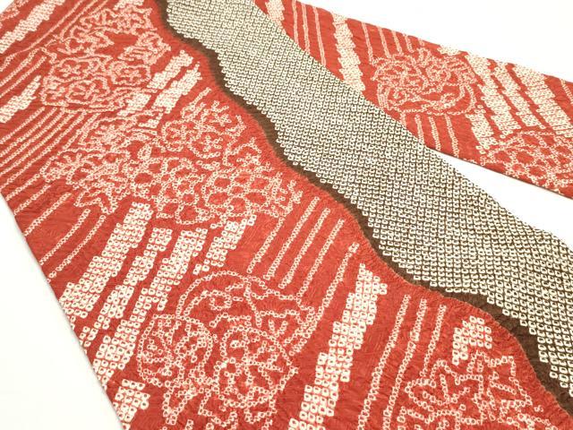 平和屋着物○名門 藤娘きぬたや・総絞り 九寸名古屋帯 草花間道 正絹