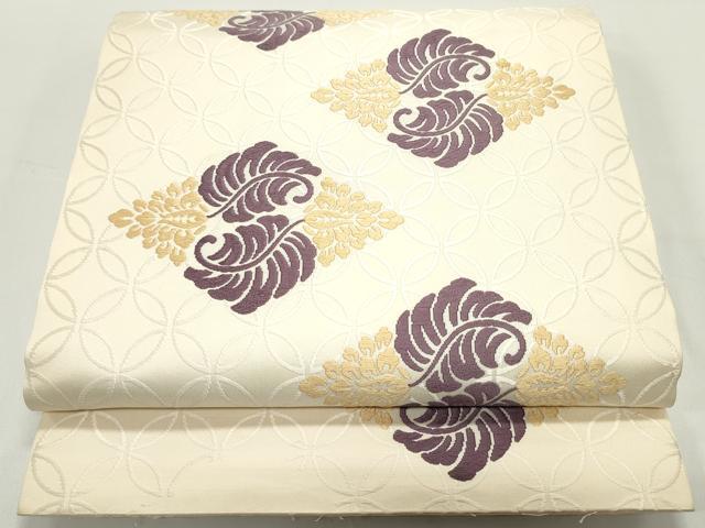 平和屋着物●俵屋　人間国宝　喜多川平朗  有職織物　六通柄袋帯　唐織　七宝菱葉文　正絹　逸品　DAAW6540ob