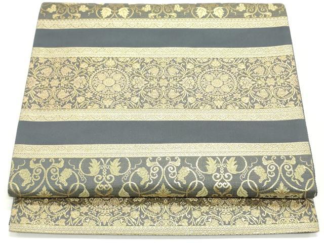 平和屋着物●西陣織　陰山織物謹製　箔屋清兵衛　六通柄袋帯　草木染　名物裂間道　金糸　正絹　逸品　DAAW6583ob