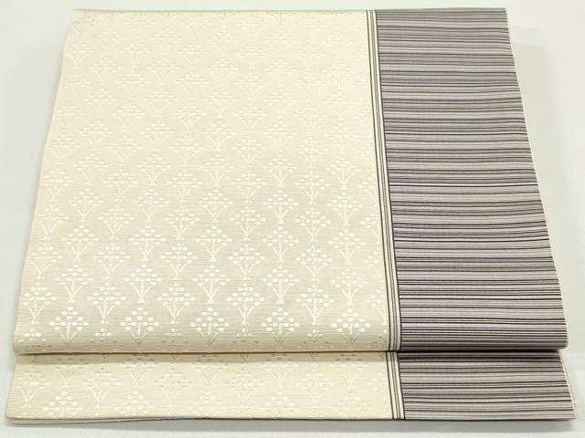 平和屋着物●本場筑前博多織　八寸名古屋帯　枝葉文　正絹　逸品　DAAW6589ob