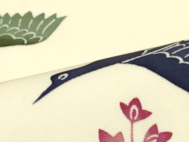平和屋着物○塩瀬 全通柄九寸名古屋帯 型染め 飛鶴枝