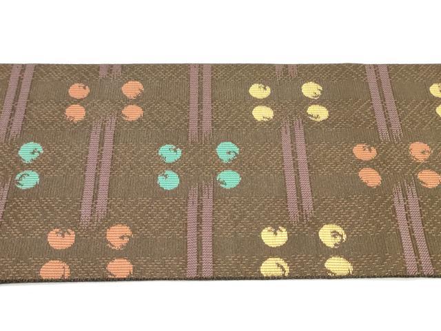 平和屋着物●本場筑前博多織　八寸名古屋帯　浪漫　幾何学間道　正絹　逸品　DAAW6608ob
