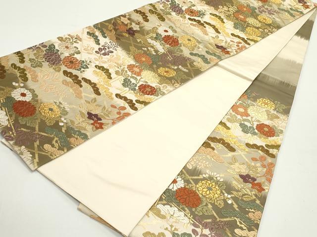 平和屋着物●六通柄袋帯　唐織　松皮菱草花文　金糸　正絹　逸品　DAAW6678ob