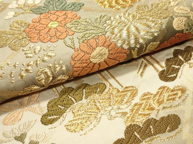 平和屋着物●六通柄袋帯　唐織　松皮菱草花文　金糸　正絹　逸品　DAAW6678ob