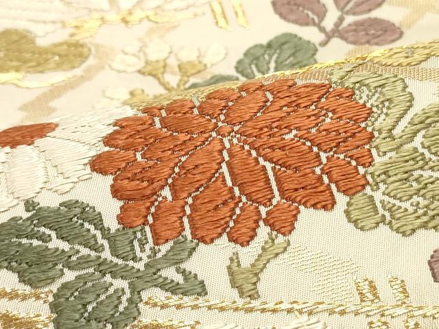 平和屋着物●六通柄袋帯　唐織　松皮菱草花文　金糸　正絹　逸品　DAAW6678ob