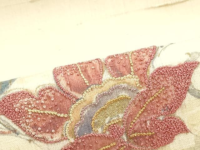 平和屋着物○中国三大刺繍 相良刺繍 九寸名古屋帯 手描き 生