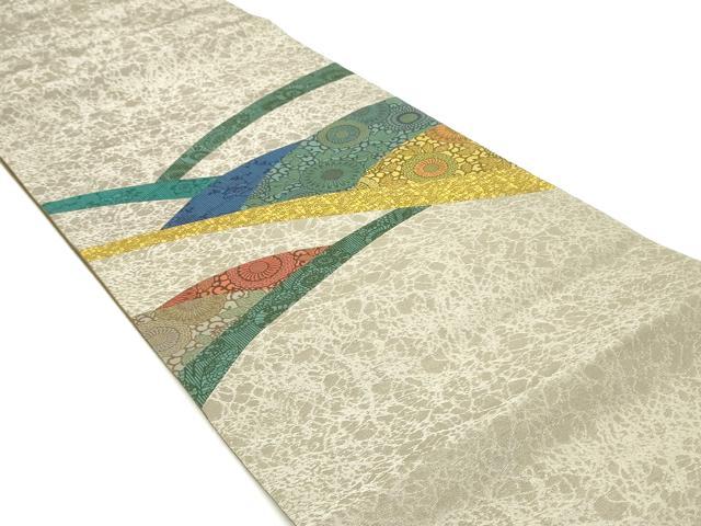 平和屋着物●人間国宝　南部芳松　突彫り　太鼓柄袋帯　切嵌花唐草文　正絹　逸品　DAAW6733ob 平和屋着物○人間国宝 南部芳松 突彫り 太鼓柄袋帯 切嵌花