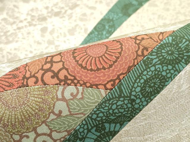 平和屋着物●人間国宝　南部芳松　突彫り　太鼓柄袋帯　切嵌花唐草文　正絹　逸品　DAAW6733ob 平和屋着物○人間国宝 南部芳松 突彫り 太鼓柄袋帯 切嵌花