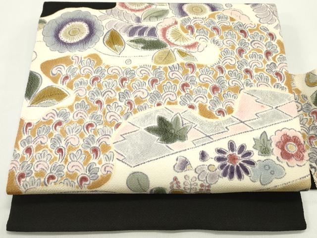 平和屋着物□極上 六通柄袋帯 唐織 舞花弁 銀糸 逸品 CZAA3056s5 袋帯