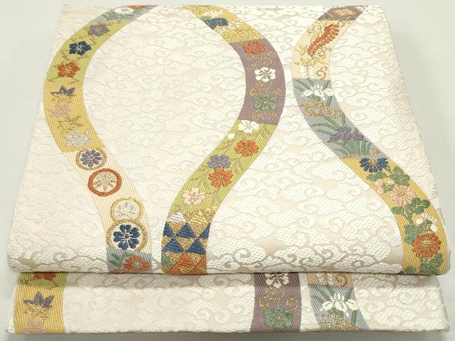 平和屋着物●六通柄袋帯　唐織　立涌吉祥草花文　金銀糸　正絹　逸品　DAAW6749ob