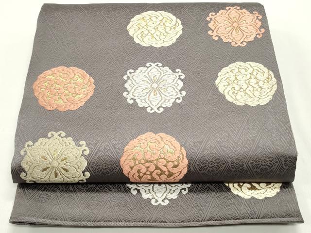 平和屋着物●六通柄袋帯　唐織　草木染　正倉院花文　金糸　正絹　逸品　DAAW6753ob