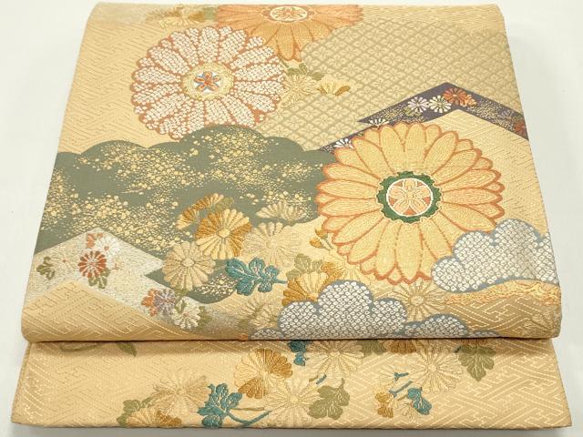 平和屋着物●六通柄袋帯　唐織　慶長菊花文　金銀糸　正絹　逸品　DAAW6755ob