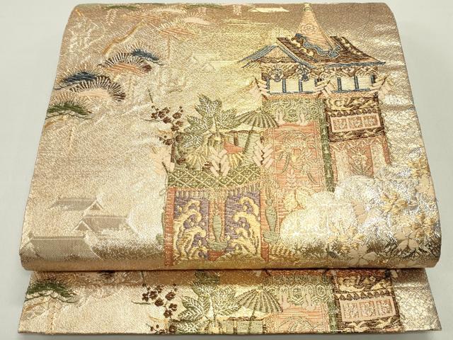 平和屋着物●六通柄袋帯　京洛百景文　金銀糸　正絹　逸品　DAAW6764ob