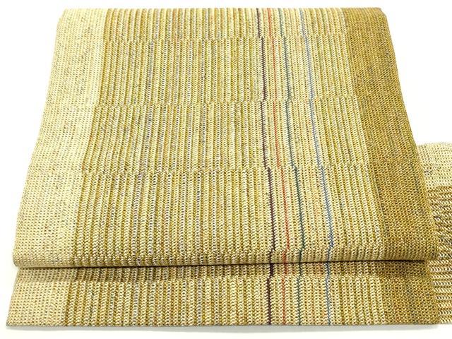 平和屋着物●八寸名古屋帯　組織　間道　金銀糸　正絹　逸品　未使用　DAAW6827ob