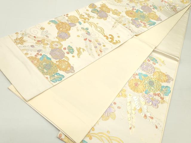 平和屋着物○西陣 岡文織物謹製 六通柄袋帯 唐織 跳兎辻が花 金銀糸