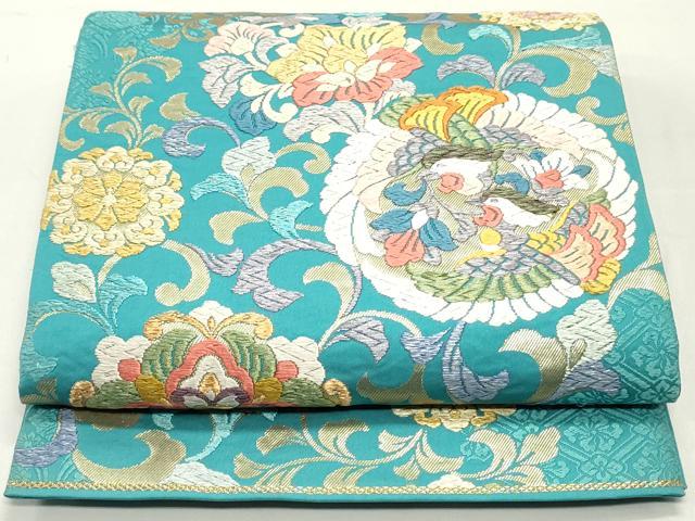 平和屋着物●六通柄袋帯　唐織　飛翔円華文　金糸　正絹　逸品　DAAW6875ob