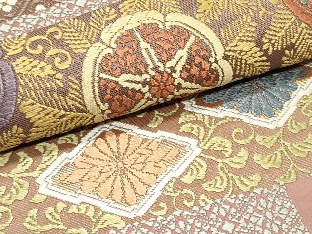 平和屋着物○六通柄袋帯 麗粋唐織 雪輪花唐草菱横