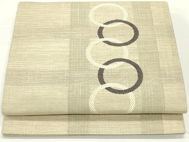 平和屋着物●太鼓柄袋帯　唐織　格子丸文　正絹　逸品　DAAW6954ob