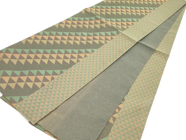 平和屋着物●両面　全通柄袋帯　鱗間道　正絹　逸品　DAAW6979ob