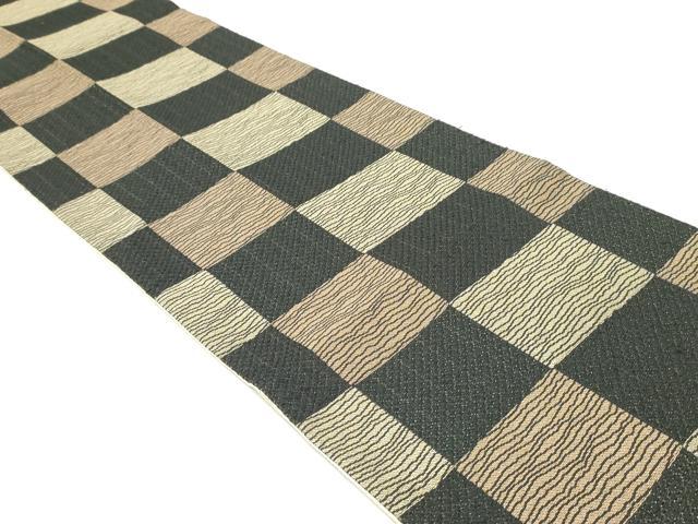 平和屋着物▽六通柄袋帯　スリーシーズン　春夏秋　変わり市松文様　正絹　逸品　DAAW6986ob 平和屋着物○六通柄袋帯 スリーシーズン 春夏秋 変わり市松文様