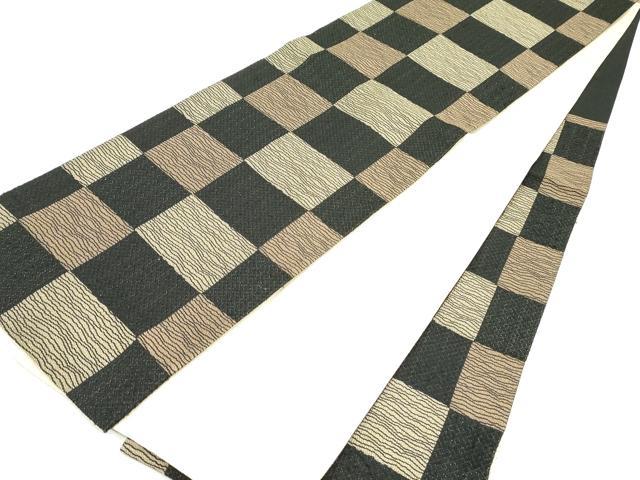 平和屋着物○六通柄袋帯 スリーシーズン 春夏秋 変わり市松文様