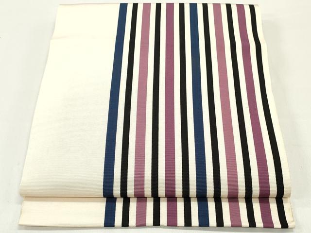 平和屋着物●本場筑前博多織　八寸名古屋帯　間道　肌色　正絹　逸品　DAAW6991ob