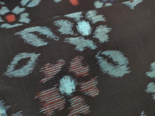 平和屋着物○本場久留米絣 反物 着尺 草花文 富松次一作 証紙付き