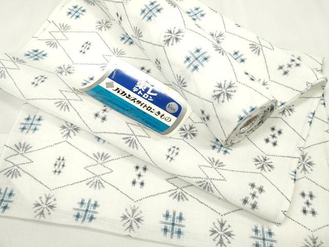 平和屋着物＊夏物　小紋　反物　着尺　絣文様　洗える着物　未使用　DAAW7446zzz