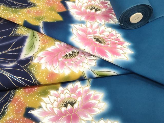 平和屋着物＊夏物　浴衣　反物　着尺　月世界　草花文　金彩　綿　逸品　未使用　DAAW7495zzz