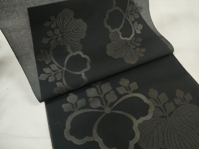 平和屋着物＊夏物　名古屋帯　帯反物　黒共帯　紗　桐　逸品　未使用　DAAW7823zzz