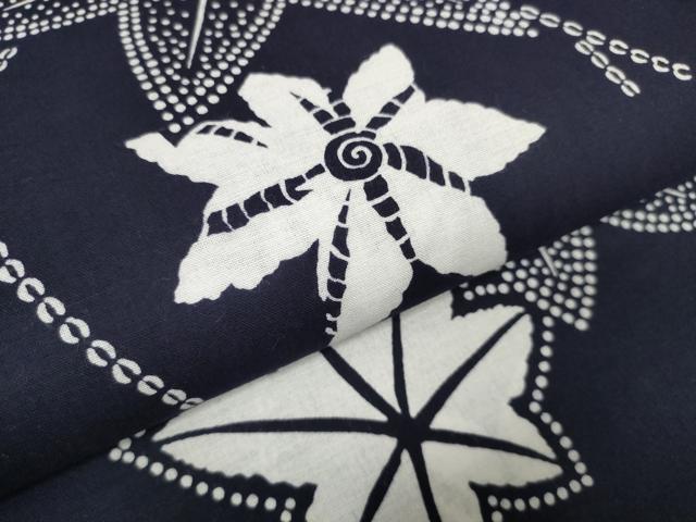 平和屋着物＊夏物 浴衣 反物 着尺 楓 紺地 綿 逸品 未使用 DAAW7881zzz